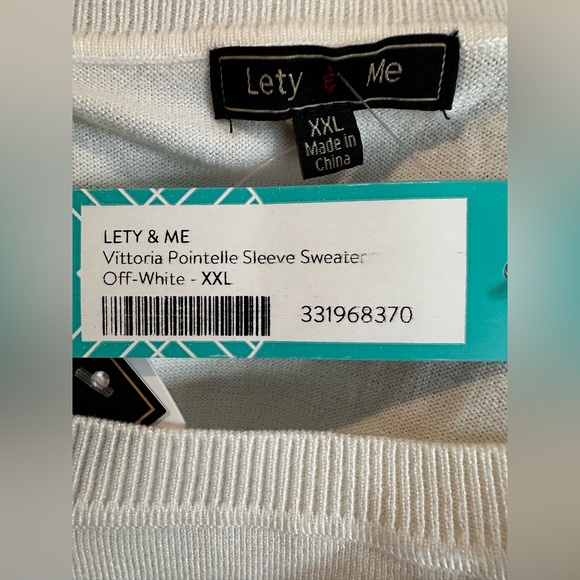 LETY & ME Vittoria Pointelle Sleeve Sweater - Color Off-White - Size XXL - Picture 6 of 6